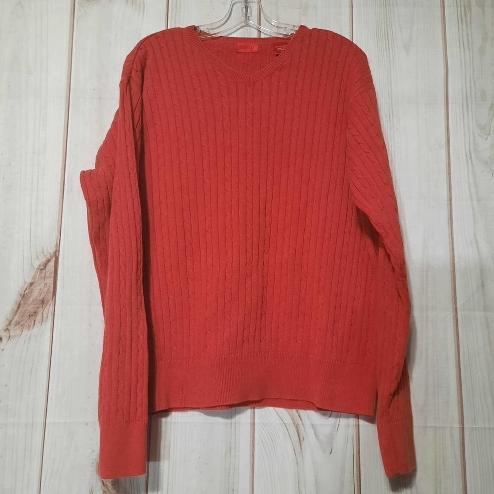 IZOD Ladies‎ V-Neck Cable Knit Sweater Long Sleeve Pullover